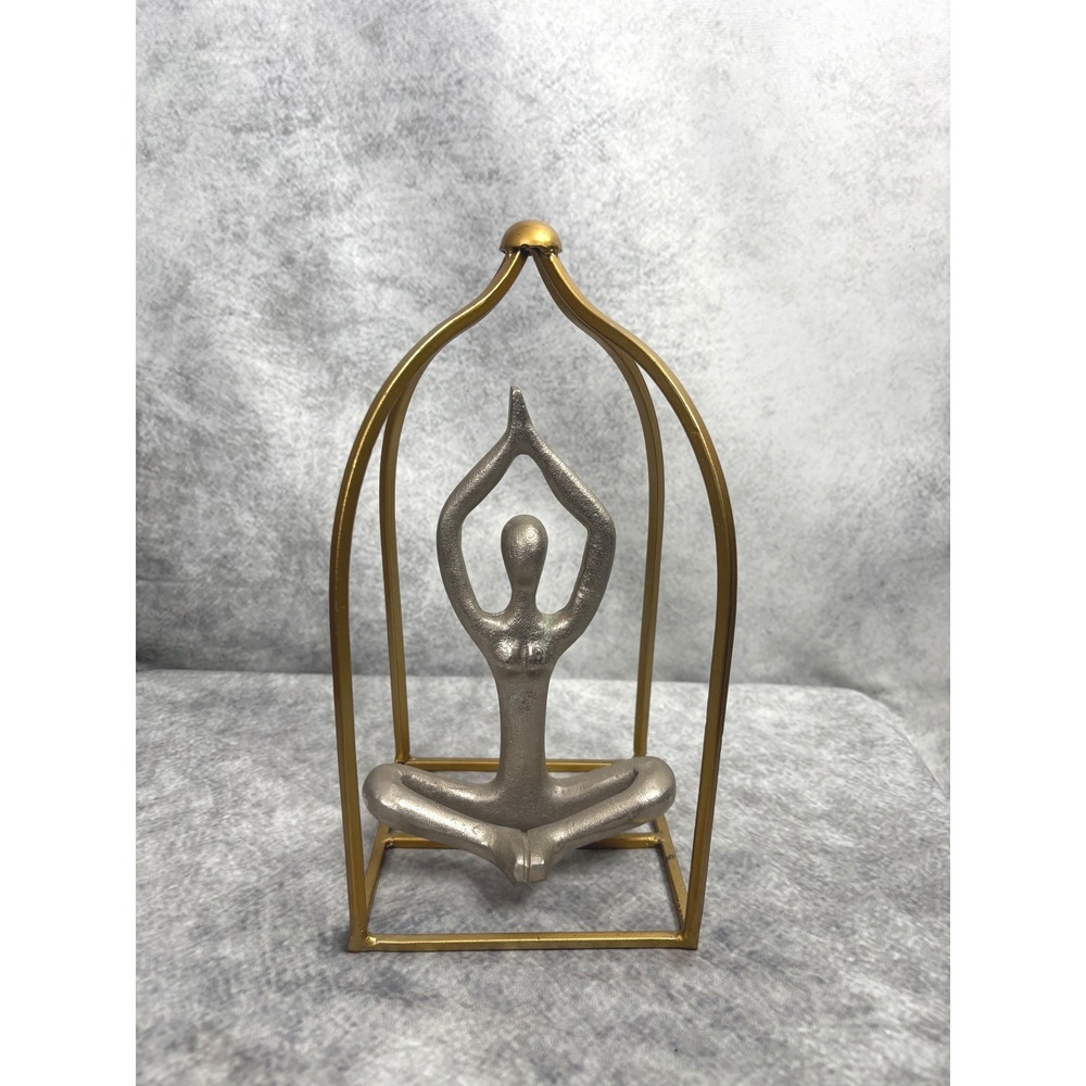 Modern‎ Yoga Meditation Figure Praying Hands Sculpture Gold Arch Zen Home Decor